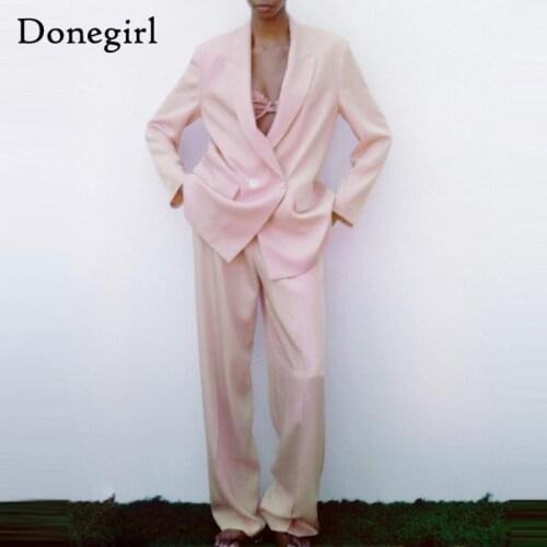 2021 New Spring Autumn 2 Pieces Solid Blazer Suit Office Blazer Coat +Long Pants Ladies Elegant Design Women Basic Outfit Coats