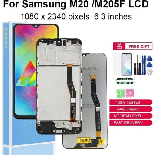 For Samsung Galaxy M20 M205 LCD Display Touch Screen SM-M205FN M205G M205M M205FDigitizer Replacement Parts With Frame
