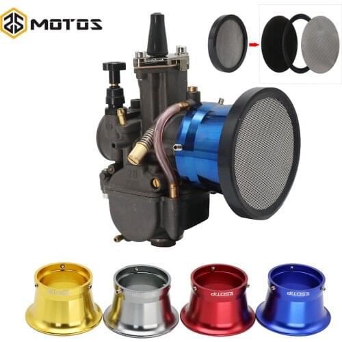 ZS MOTOS Universal 50mm Motorcycle Air Filter Wind Horn Cup Alloy Trumpet With Guaze Mesh For PWK21/24/26/28/30mm PE28/30mm Carb