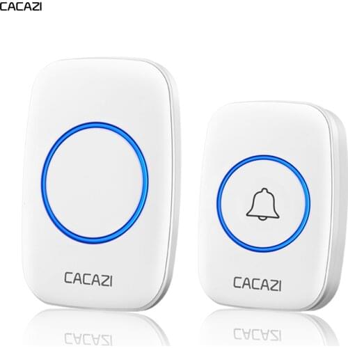 CACAZI Wireless Waterproof Doorbell US EU UK Plug 300M Range Home Intelligent White Door Bell Chime 1 2 Button 1 2 3 Receiver