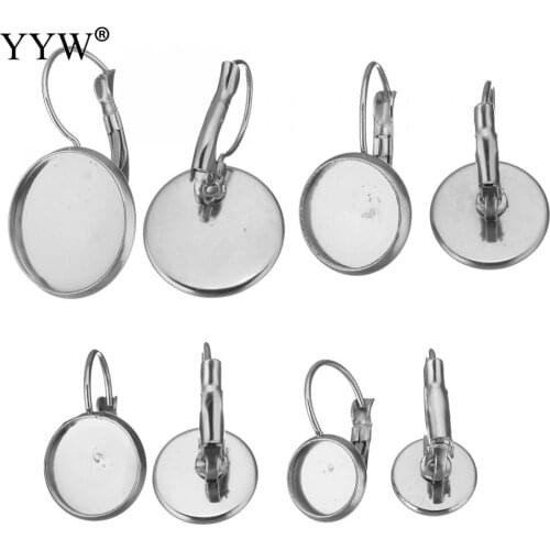 100PCs/Bag French Lever Back Earring Setting Stainless Steel Earring Base Tray Wholesale Earring Finding for DIY Jewelry