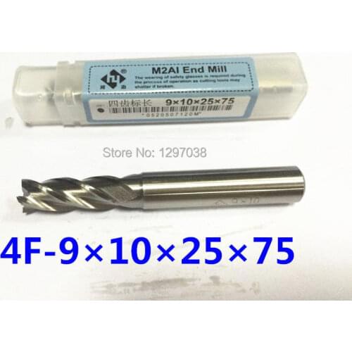 2PCS CNC cutter machine tool Super-hard HSS M2AL 4flute dia 9*10*25*75mm endmill milling cutter All grinding milling cutter