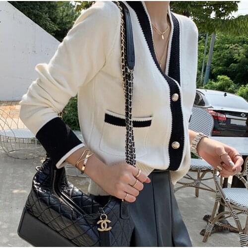 2020 Autumn Winter Vintage Ladies Knitted Cardigans Sweaters Women Long Sleeve V-neck Korean Office Fashion Slim Tops Cardigans