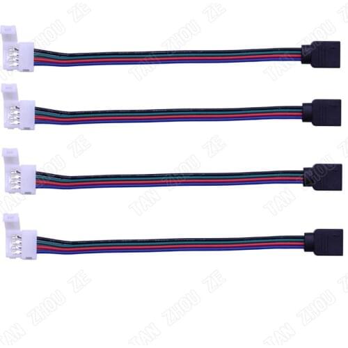 5pcs solder free 4pin 10mm LED Strip Connector Clip Female Connector Cable 15cm Wire For 5050 RGB LED Strip Light
