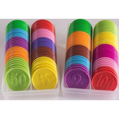 80pcs/lot 1 2 3 4 5 6 9 10 Plastic Poker Chip for Gaming Tokens Plastic Coins Family Club Board Games Toy best Gift For Children