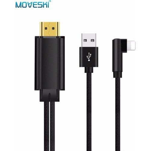 Moveski 7552W Lightn AV to HDMI Adapter Cable Adapter Cable 1080P HD to HDMI Digital AV Adapter TV for iPhone iPad Plug Play