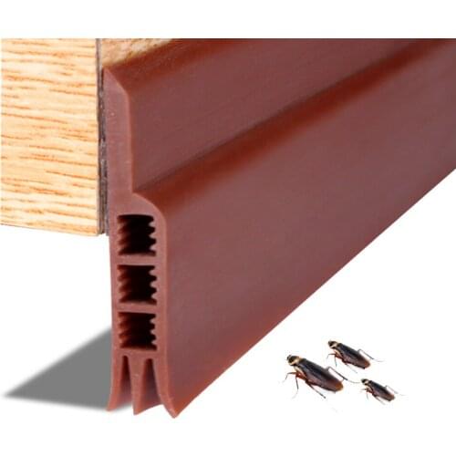Acoustic Door Bottom Sealing Silicone 3-Layer Draft Stopper Adhesive Threshold Seals 5cm X 91cm / 120cm Brown White
