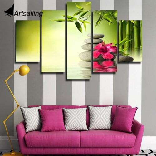 ArtSailing Canvas Painting HD Printed stones bamboo flower print poster picture Modern Wall Art childrens room decor ny-4006