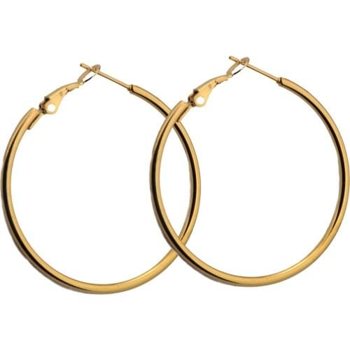 BTEN Diameter 30MM-60MM Stainless Steel Jewelry Big crystal Hoop Earrings Gold Color Circle Round Earrings For Women