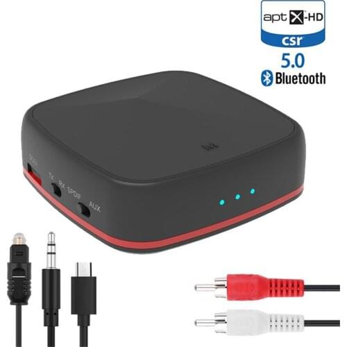 Bluetooth 5.0 Adapter Aptx HD Transmitter Audio Receiver Optical Toslink/AUX/SPDIF for TV Headphones Soundbar Home System