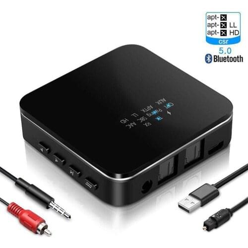 CSR8675 Bluetooth 5.0 Transmitter Receiver 600MA Upgraded 2-in-1 Wireless HD Low Latency Bluetooth Audio 3.5mm & Optical Adapter