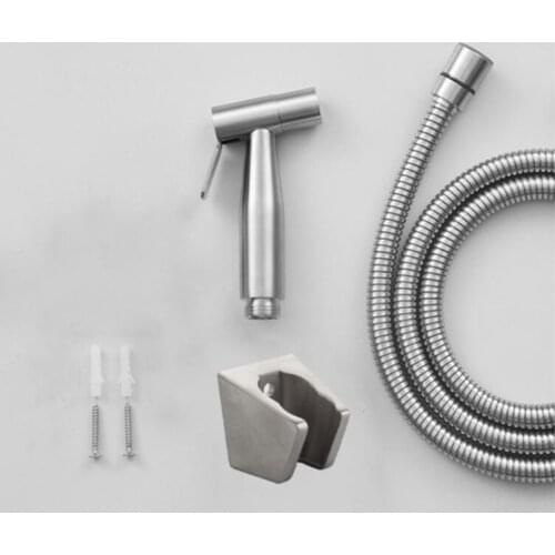 1 Set Bidet Shower Hand Sprayer Shower Head Shattaf Brushed Stainless Steel Hygienic Shower Accessories for Bathroom for Kitchen