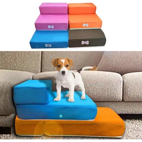 Breathable Mesh Foldable Pet Stairs Detachable Pet Bed Stairs Dog Ramp 2 Steps Ladder For Small Dogs Puppy Cat Bed S/L
