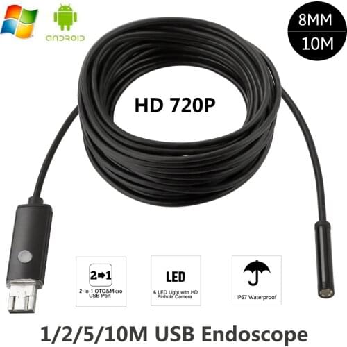Endoscope 8mm USB Endoscope Android 5M 10M OTG PC USB Endoscopio Mini Endoscope Camera 720P Inspection Waterproof Phone Camera