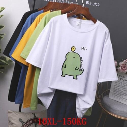 Large size womens T-shirt plus size 7XL 8XL 9XL 10XL summer round neck short sleeve loose black and white blue big T-shirt top