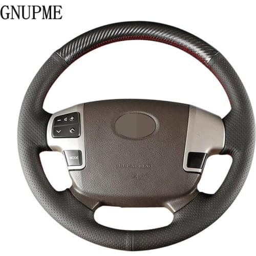 Artificial Leather Hand-stitched Black Car Steering Wheel Cover for Toyota Land Cruiser Prado car Special steering wheel cover