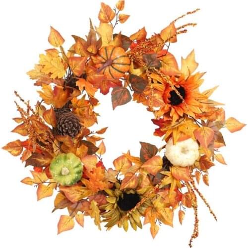 Artificial Pumpkin Berries Pine Cone Maple Wreath Autumn Festival Wreath Door Hanging Home Decor Thanksgiving Garland Home Decor