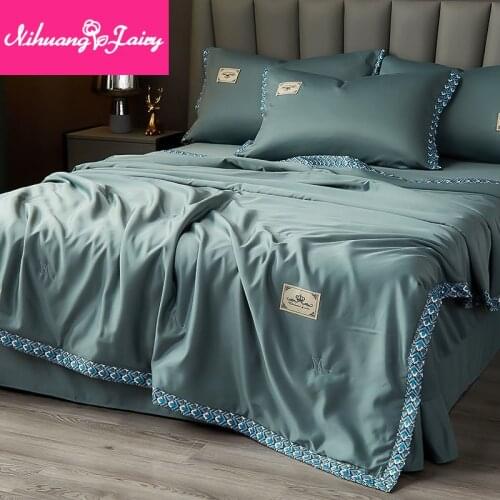 Washed silk cool feeling summer quilt three-piece air-conditioned quilt four seasons general summer cool quilt