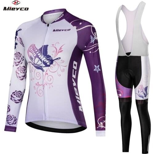 Mieyco Womens Long Sleeve Cycling Jersey Race 2020 Breathable Bib Pants Autumn Jerseys Road Riding Track MTB Bike Wear Clothing