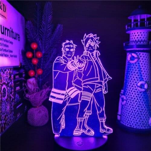 Naruto 3D Lamp Uzumaki Naruto Boruto LED Night Light Father Son Neon Sunset Lights Home Decoration Manga Luminaria Lighting Xmas
