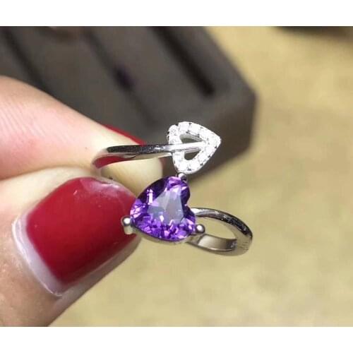 Natural Real Amthyst Ring gemstone 925 silver ring Wedding Engagement Ring Finger Jewelry