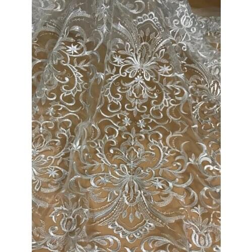 Nigerian sequins Lace Fabric African French Net Lace Fabric SYJ-71514 bridal Tulle Mesh Fabric