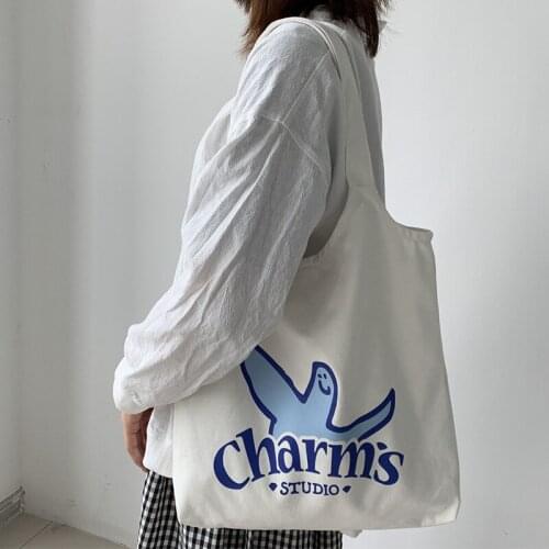 New Womens Canvas Totes Bags Korean Shoulder Cloth Shopping Bag Eco Foldable Large Female Handbag for Girls 2020 Shopper Bag