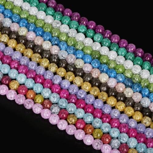 New Arrival Multi Colors 6/8/10mm Loose Cracked Round Crystal Quartz Rock Spacer Beads for Necklace&Bracelet&DIY Jewelry Making
