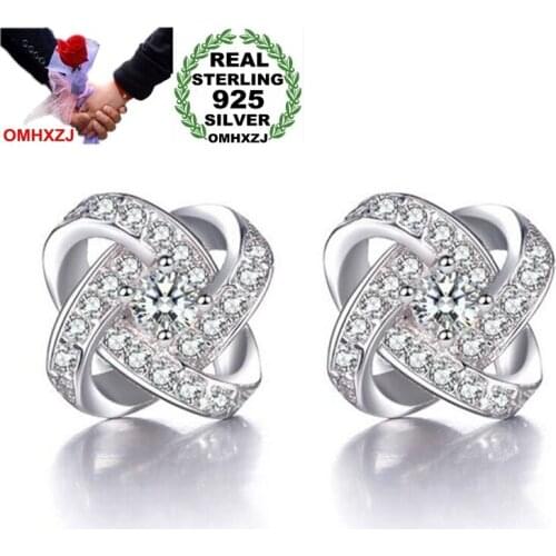OMH Wholesale Sweet Romantic Fashion joker Woman Wedding bride Gift eternal heart 925 Sterling Silver Stud Earrings YS302