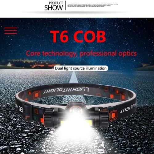 Portable Mini Flashlight USB Rechargeable LED XPE+COB Headlamp Headlight Head Lamp Torch Flashlight Outdoor Camping Headlight