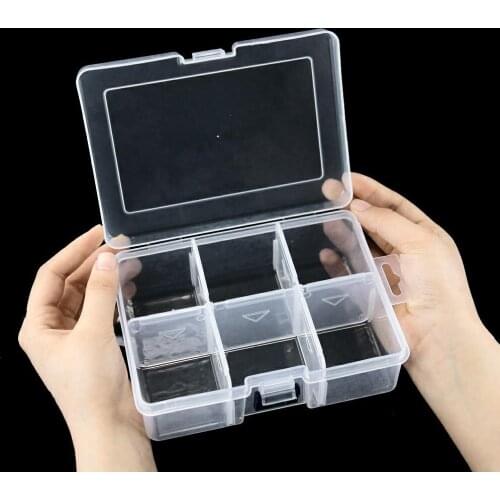 Six Grids Shape Plastic Storage Jewelry Box Compartment Rectangle Box Multi-layer Transparent Box Household Collection Appliance