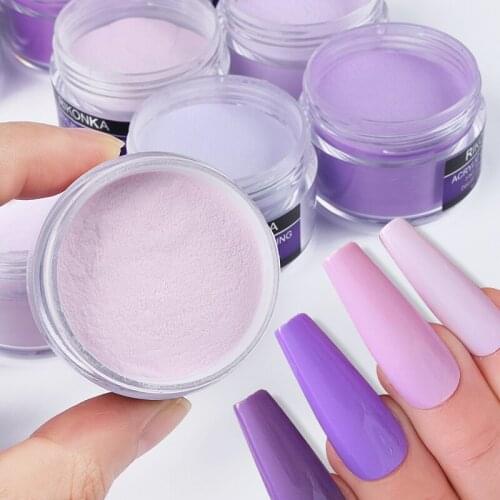 RIKONKA 15 G/Bottle Purple Acrylic Powder Professional Pigment Dust for Nail Tips Extension Nail Art Decoration Carved Powder
