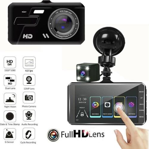 Touch Car Camera Recorder Dual Front And Rear HD 1080p Dash Cam Night Vision 24 Hour Parking Monitoring 1080P Wide Angle
