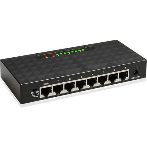 High quality 8 Port 10/100/1000M Gigabit Ethernet Network Switch high performance Smart RJ45 Vlan adapter plastic shell