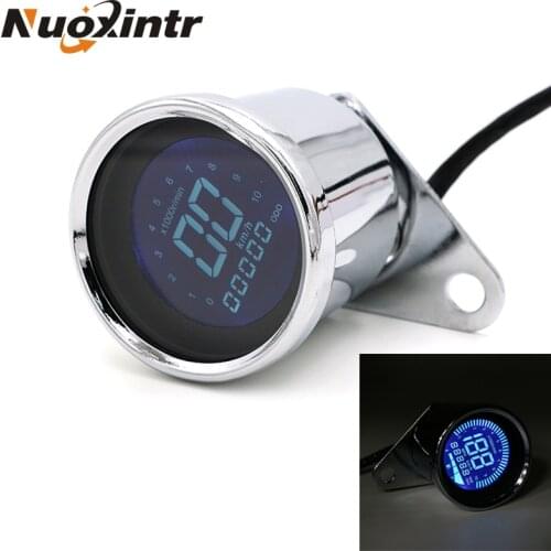Nuoxintr Motorcycle Tachometer LED LCD Speedometer Fuel Gauge Assembly Universal For Harley Honda Yamaha Kawasaki Suzuki BMW KTM