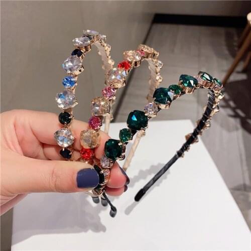 Gorgeous Baroque Headband Hair Hoop Colorful Vintage European Rhinestone Floral Crown Metal Hair Accessories Hair Band Wholesale
