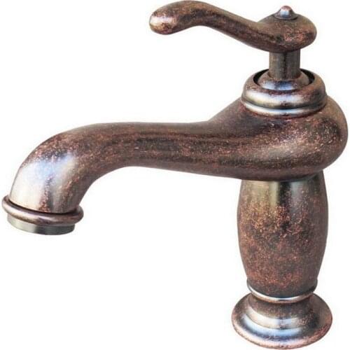Vintage Antique Red Copper Single Handle / Hole Bathroom Vessel Sink Basin Faucet Mixer Water Taps ann002