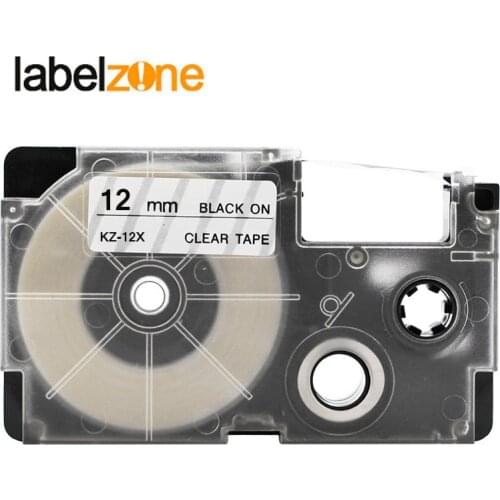 12mm*8m XR-12X Black on Clear Laminated Label Tapes Compatible for KL60 KL100 KL120 KL750 KL780 KL820 KL7000 Label Printer