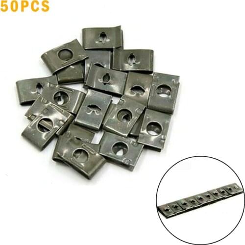 50PCS Car Fastener Clips Screw Base U Type Nut Automobile Engine Fender Bumper Guard Plate Clamp Fastener Clips Dropshipping New