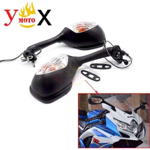Motorcycle Rearview Rear View Mirror W/ Turn Signal Light For Suzuki GSX-R1000 2005-2008 K5 K7 GSX-R600/750 2006-2010 K6 K8