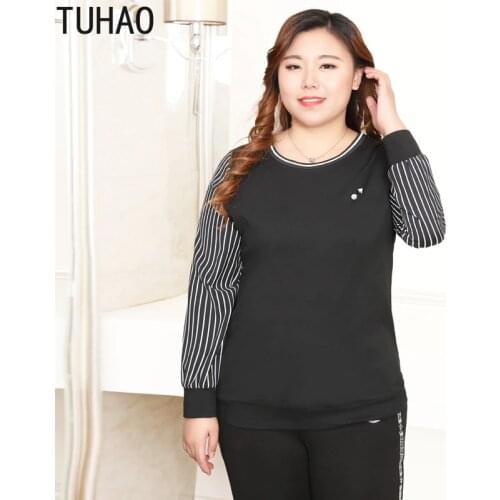 TUHAO Elegant Black Office Lady Blouses Striped Sleeve Shirt for Woman 2020 Spring Large Size 10XL 8XL Women Shirts Tops WM13