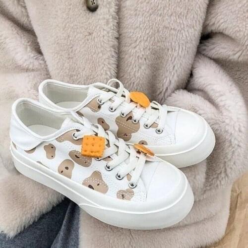 Women Sneakers White Platform Sports Flats Tennis Girly Cute Causal Loli Female Trainer Print 2021 AC-19