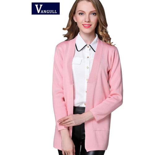 New High Quality Women Spring Autumn Medium-long Cardigan 2021 New female elegant pocket Knitted Outerwear Sweater Cape Top