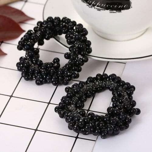Woman Korean Pearl Hair Ring Beads Ponytail Holders Hair Ties Elastic Hairband Girls Hair Band Scrunchies Hair Bands Fashion