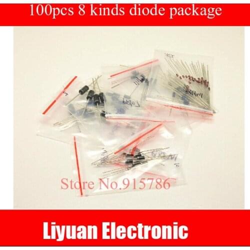 100pcs 8 kinds diode package / 1N4148/1N4007/FR107/1N5819/1N5399 /FR207/1N5408/1N5822 diode kit