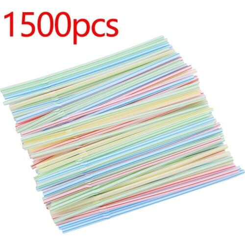 1500 Pcs Flexible Plastic Straws Striped Multi Colored Disposable Straw 8 inch Long