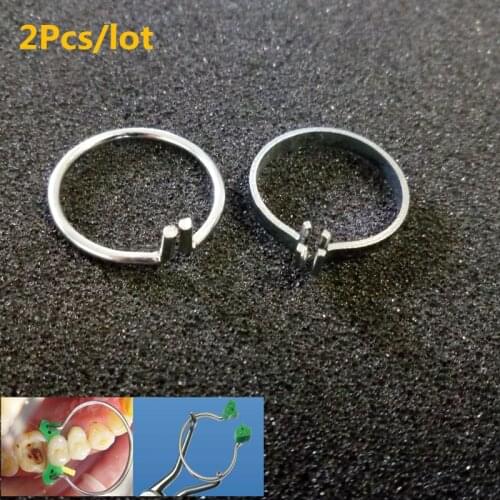 2 Pcs/lot of Metal Ring Holder for Placing Dental Sectional Contoured Matrices Matrix Ring Delta Wedges