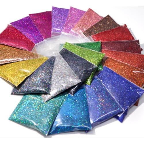 21PCS Holographic Glitter Nail Powder Pigment Laser Dust Sugar Nail Glitter Sequins DIY Manicure Polish Nail Art Decorations
