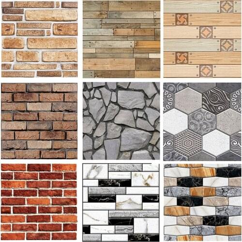 3D Wall Stickers PVC Thick Stereo Stone Brick Room Decor Self Adhesive 3D Wallpaper Kitchen Bathroom Living Room Tile Sticker
