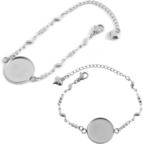 5pcs/lot High Quality 12mm 14mm 16mm 18mm 20mm 316 stainless steel Bangle Base Bracelet Blank Findings Tray Bezel Setting